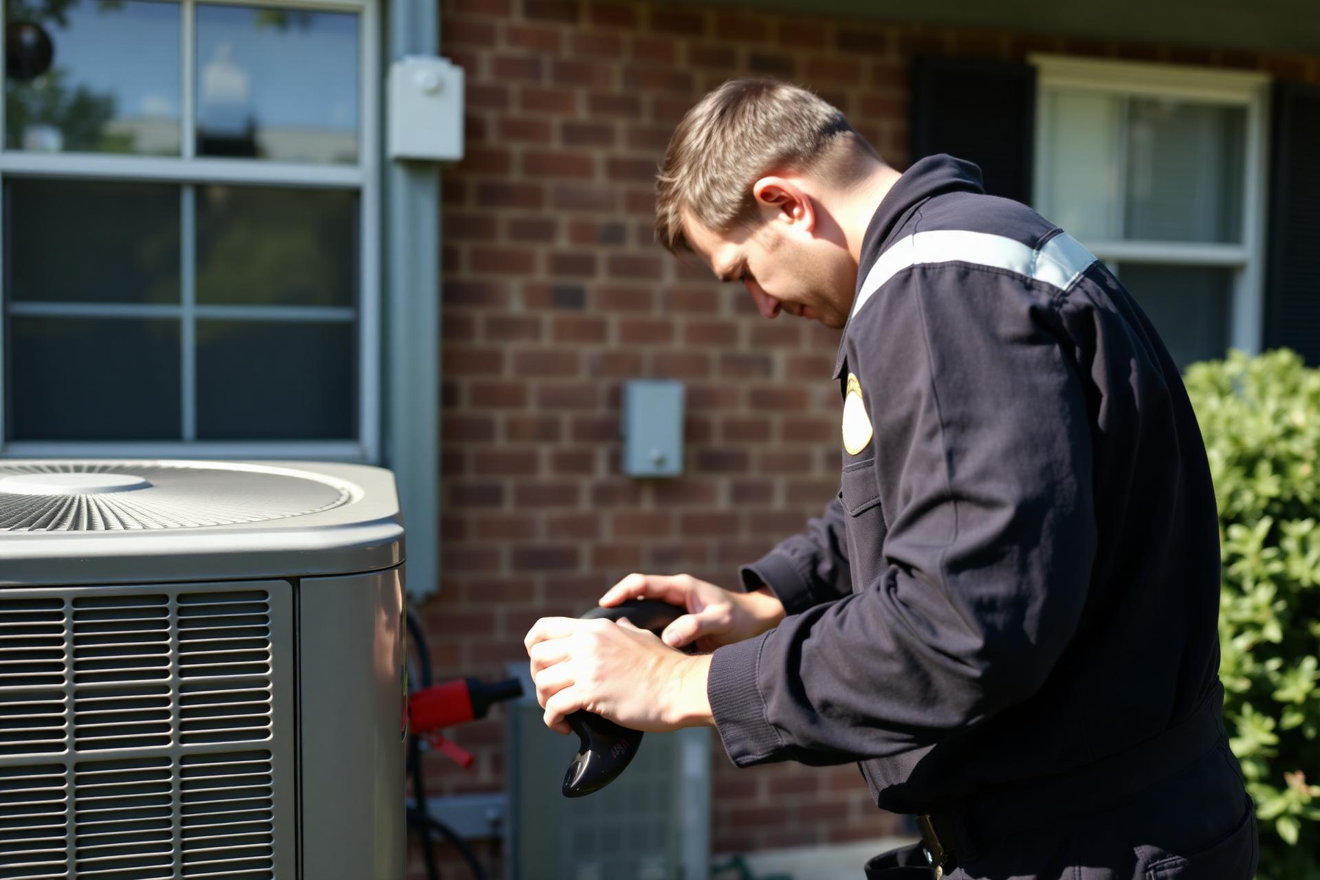 Ironclad HVAC technician servicing a residential AC unit in Cincinnati